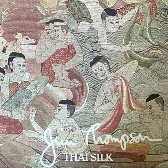 VINTAGE JIM THOMPSON 100% THAI SILK SCARF 42”x42” BLK/GRAY/CREAM, VINTAGE NWOT - Picture 16 of 16